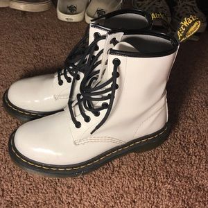 shiny white doc martens